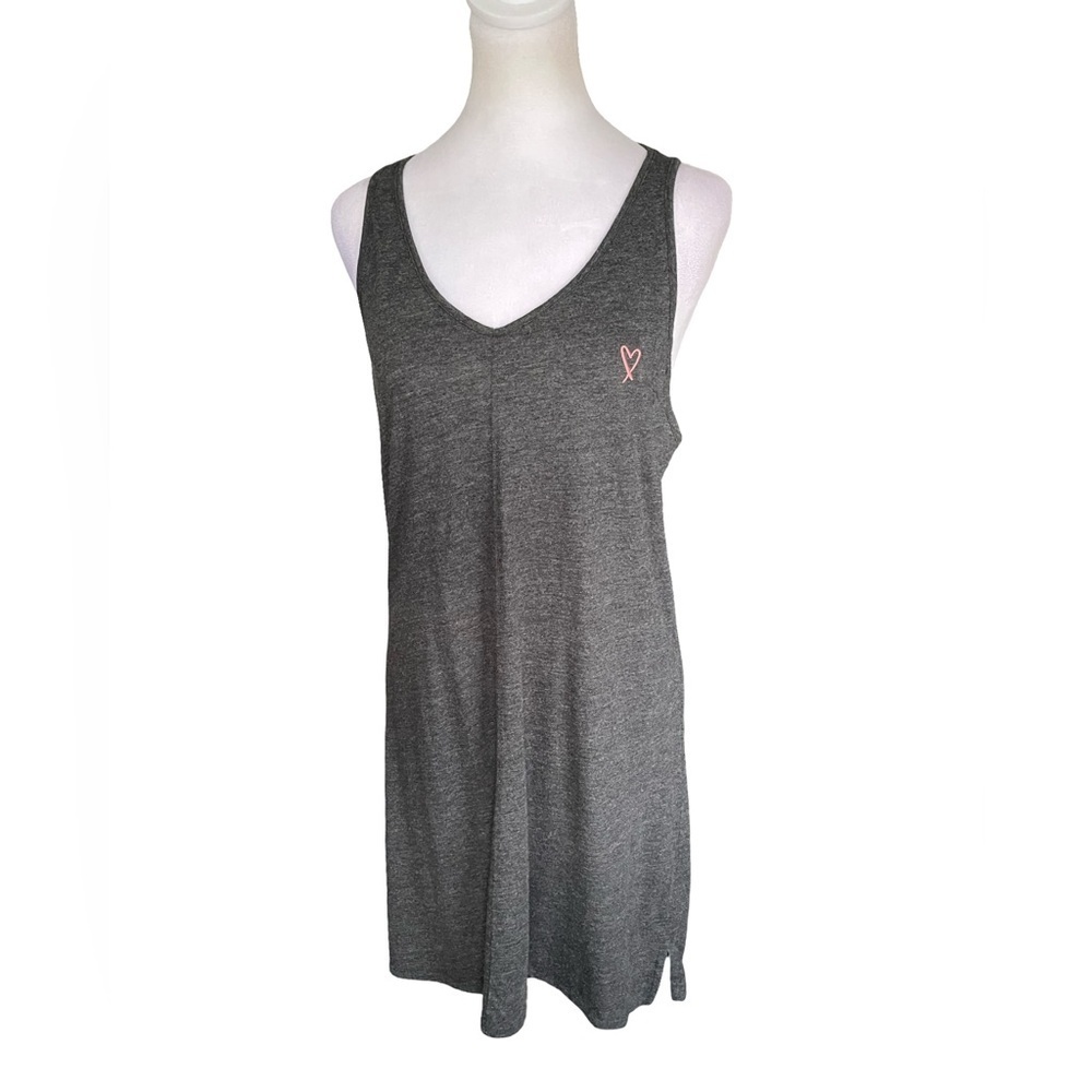 Victoria’s Secret Gray with Pink Heart Racerback Nightgown Women’s Large
